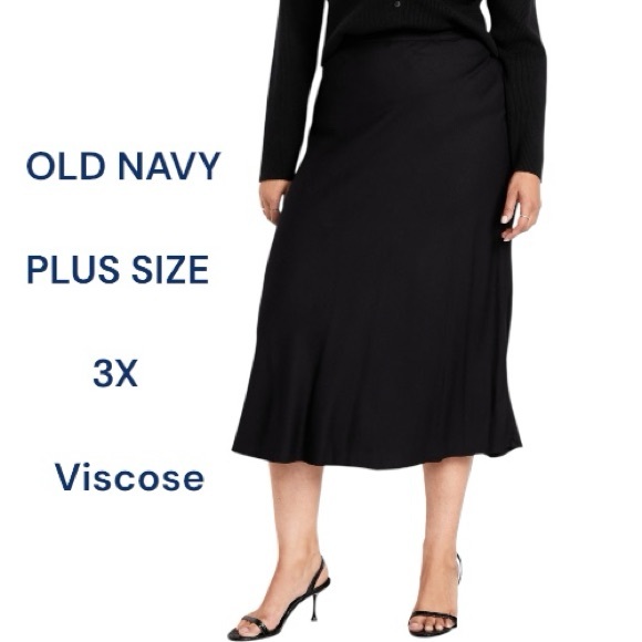 Old Navy High-Waisted Crepe Midi Skirt Black Women’s Plus Size 3X - Picture 2 of 6